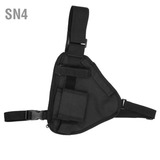 SN4 10.2x6.69inches Walkie Talkie Portable Vest Chest Bag กระเป๋าสีดำพร้อมสายปรับได้