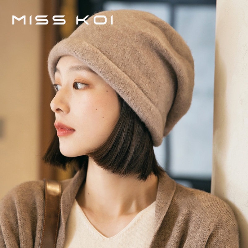 Misskoi [พร้อมส่ง] หมวกไหมพรมถัก ผ้าขนสัตว์ สไตล์ญี่ปุ่น แฟชั่นฤดูใบไม้ร่วง ฤดูหนาว สําหรับผู้หญิง