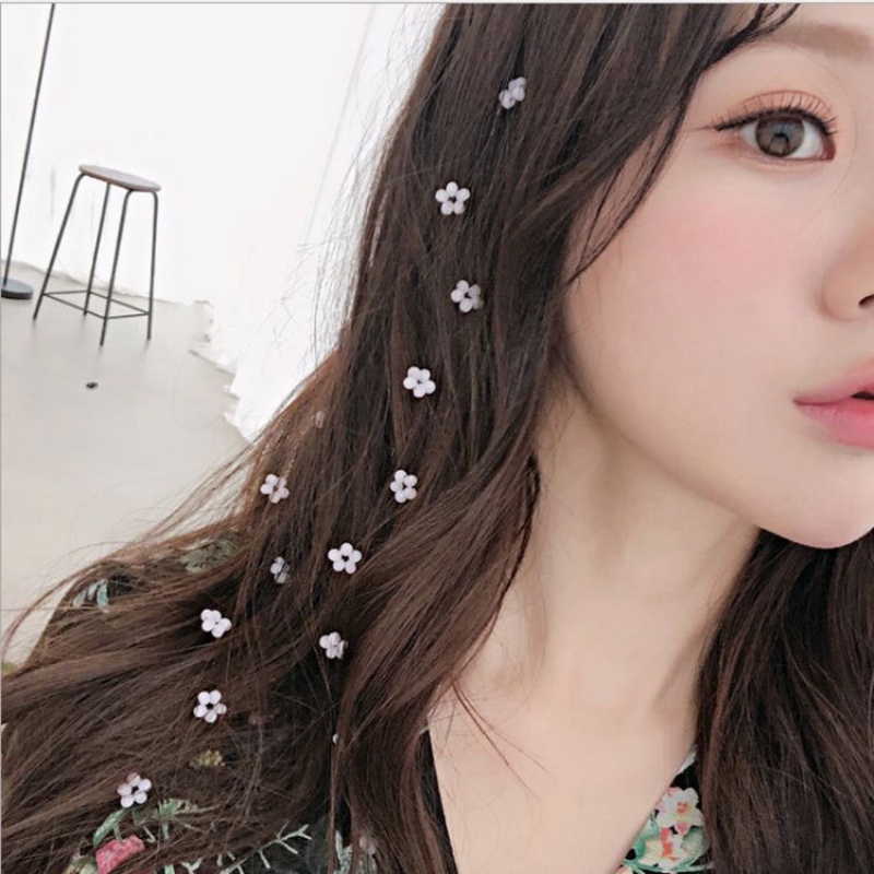 กิ๊บติดผมเรซิ่น ประดับไข่มุกเทียม คริสตัล รูปดอกพลัม ขนาดเล็ก น่ารัก มองไม่เห็น เครื่องประดับ สําหรับผู้หญิง