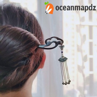 OCEANMAPDZ กิ๊บติดผมไม้ ประดับพู่ สวยหรู สไตล์จีน แฟชั่นฮั่นฝู สําหรับผู้หญิง