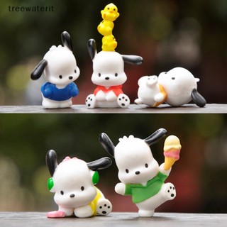 Tr แผ่นฟิกเกอร์ PVC รูปการ์ตูนอนิเมะ Kawaii Sanrios Pochacco PC Dog Q Version Gacha สําหรับตกแต่ง 5 ชิ้น ต่อชุด