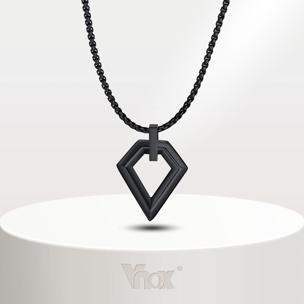 Vnox สร้อยคอแฟชั่นผู้ชาย ทรงเรขาคณิต สเตนเลส จี้หลายเหลี่ยม พร้อมกล่อง โซ่กลวง เข็ม รูปเรขาคณิต เครื่องประดับลําลอง สําห