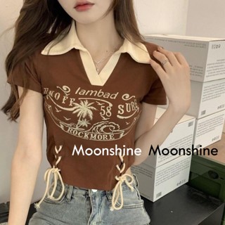 Moon  เสื้อครอป เสื้อแฟชั่นผู้หญิง y2k สีพื้น สําหรับผู้หญิง ใส่ไปคลับ ปาร์ตี้ 2023 NEW 23071114  รุ่นใหม่ Stylish ทันสมัย พิเศษ A29J1JL 36Z230909