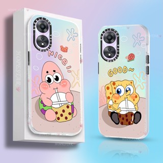 เคสมือถือ แบบแข็ง ลายสพันจ์บ็อบ ไล่โทนสี สําหรับ OPPO A57 2022 A15 A16 A16K A54 A53 A12 A5S A7 A3S A11k A31 A52 A92 A94 A93 A37 F9 A1K Reno 5 A76 A96 A36 HOSTR