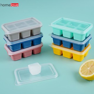 6 Grid Ice Cube Ice Maker Frozen Mold Freezer กล่องน้ำแข็งแช่แข็งพร้อมฝาปิดถาดน้ำแข็งซิลิโคน Ice Cream Mold homelove