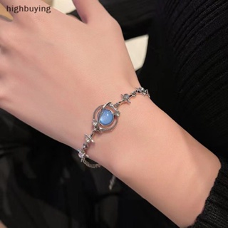 [highbuying] แฟชั่นหวาน ดาวเคราะห์ สร้อยข้อมือ สําหรับผู้หญิง สีฟ้าอ่อน มูนสโตน คริสตัล ดาว สร้อยข้อมือ สาว สวยหรู เครื่องประดับ ของขวัญใหม่ พร้อมส่ง