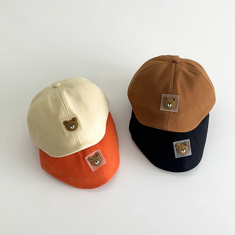 การ์ตูนหมีเด็กทารก Beret หมวกเกาหลีบังแดด Breathable ผ้าฝ้ายบางเด็กวัยหัดเดิน Peak หมวกน่ารัก Casual Travel เด็ก Newsboys หมวก Berets
