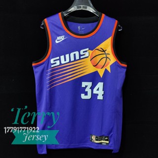 แว่นตากันแดด NBA Phoenix Suns 2022-23 สําหรับผู้ชาย #34 เสื้อกีฬาแขนสั้น ลายทีม Charles Barkley Classic Edition สีม่วง สไตล์เรโทร 376174