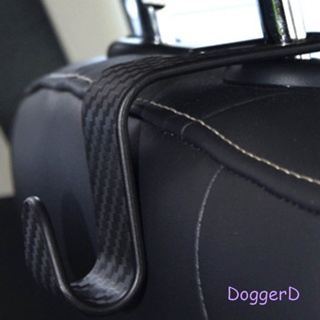 Doggerd ตะขอพนักพิงศีรษะ คาร์บอนไฟเบอร์ สีดํา อุปกรณ์เสริม สําหรับรถยนต์ 4 ชิ้น