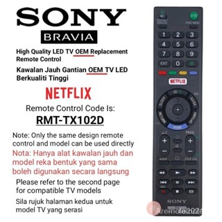 รีโมตคอนโทรล LED แบบเปลี่ยน สําหรับ Sony Smart NETFLIX RMT-TX102D TX201P