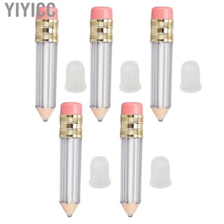 Yiyicc Empty Lip Gloss Tube Portable Pencil Shaped Container Lovely Transparent Refillable for Office Work