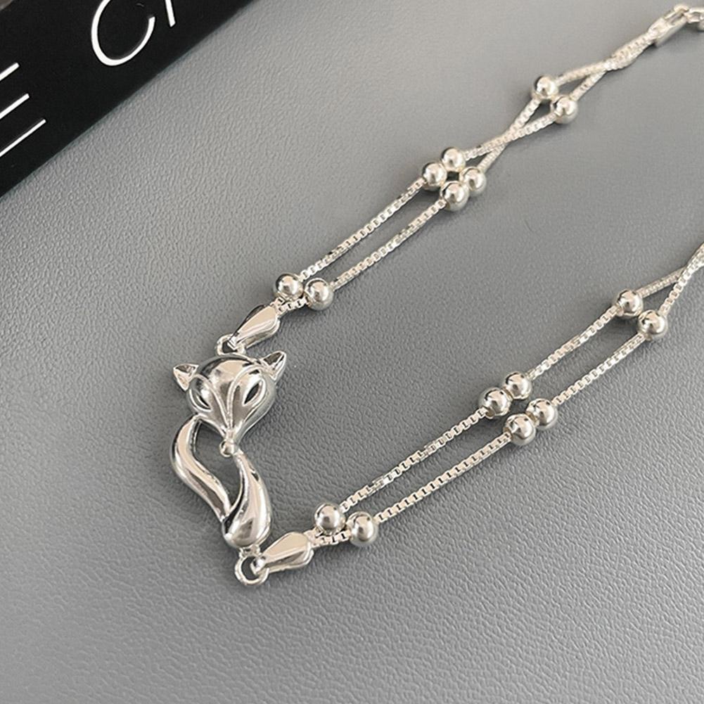 สร้อยข้อมือ จี้สุนัขจิ้งจอกน่ารัก สร้างสรรค์ สีเงิน เครื่องประดับแฟชั่น สําหรับผู้หญิง R4F0