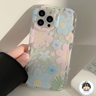 เคสโทรศัพท์มือถือแบบนิ่ม TPU ใส กันกระแทก ลายภาพวาดสีน้ํามัน รูปดอกไม้ สําหรับ IPhone 11 14 13 12 Pro Max