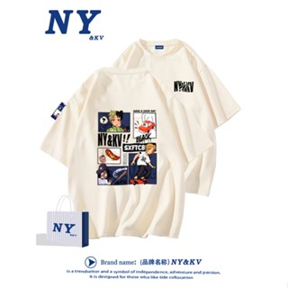 Nyzk เสื้อยืดลําลอง แขนสั้น พิมพ์ลายการ์ตูน แนวสตรีท อเมริกัน ฤดูร้อน สําหรับสตรี