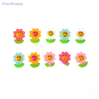 Standhappy ใหม่ ฟิกเกอร์เรซิ่น รูปดอกไม้จิ๋ว หลากสีสัน สําหรับตกแต่งสมุดภาพ งานฝีมือ DIY 10 ชิ้น