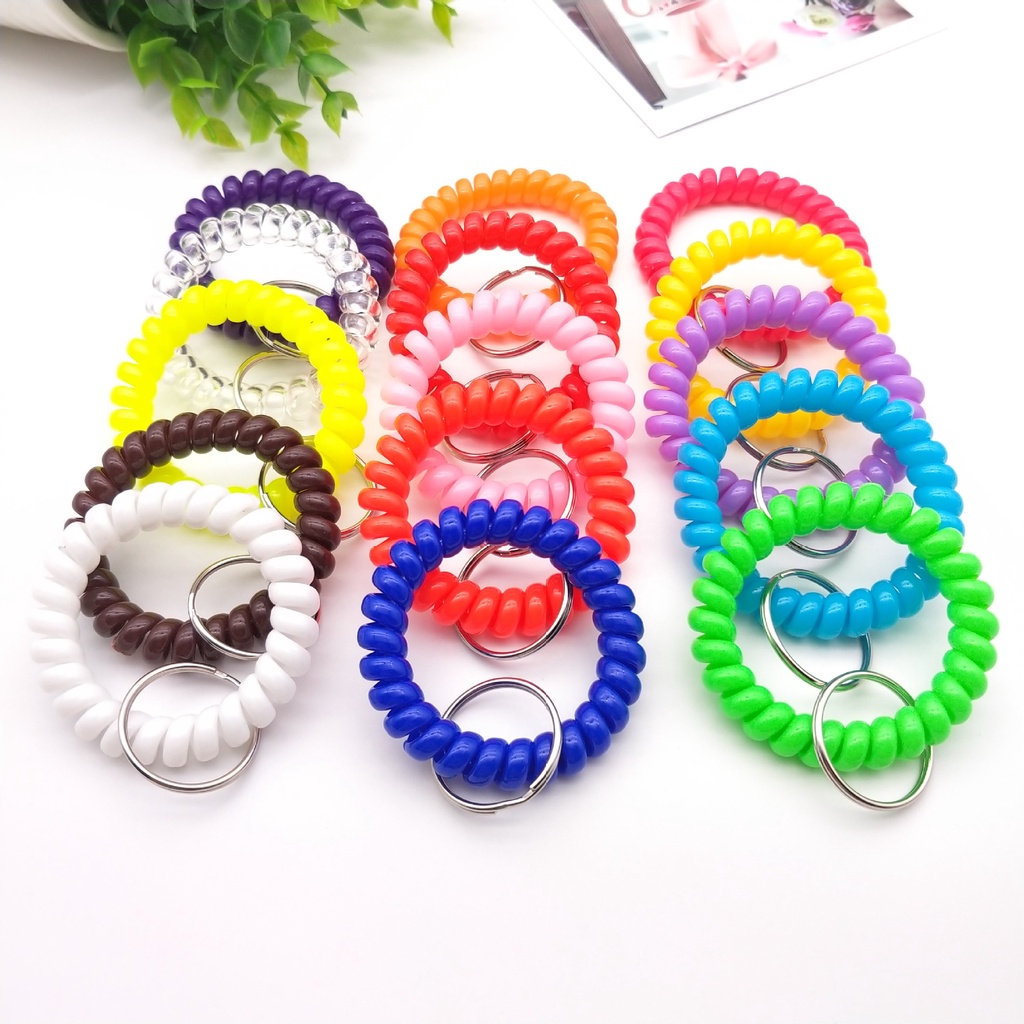 พวงกุญแจพลาสติก แบบยืดหยุ่น ยืดหดได้ สามารถยืดหดได้ พร้อมเชือกเส้นเล็ก