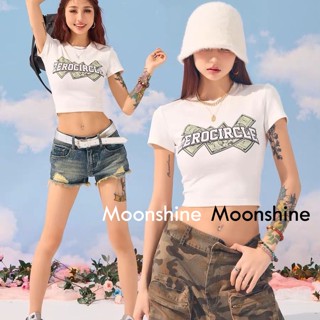 Moon  เสื้อครอป เสื้อแฟชั่นผู้หญิง y2k สีพื้น สําหรับผู้หญิง ใส่ไปคลับ ปาร์ตี้ 2023 NEW Jl1233 สบาย Chic Comfortable ins A29J1AV 36Z230909