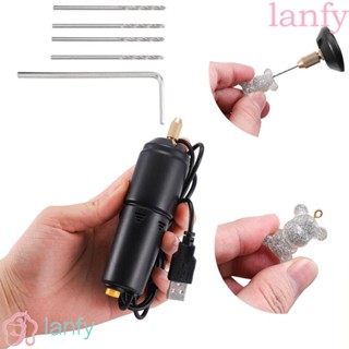 Lanfy สว่านไฟฟ้า ขนาดเล็ก แบบพกพา 5 ดอก สําหรับเจาะไม้ งานฝีมือ DIY