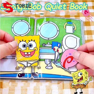 Tobie หนังสือสติกเกอร์ ผ้าฝ้าย ลาย SpongeBob 3D เสียงเงียบ สําหรับตกแต่งบ้าน DIY