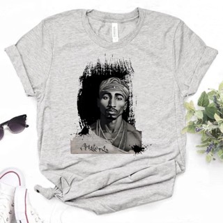 เสื้อยืด พิมพ์ลายกราฟฟิค Tupac แฟชั่นฤดูร้อน สไตล์ญี่ปุ่น สําหรับผู้หญิง