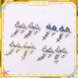 ✧Ready Stcok 1pc Nail Art Starlight Bowknot Pendant Star Jewelry Princess Series Sparkling Three-dimensional Daimond Nail Accessories Manicure Tool For Nail Shop 4 Colors TALLER