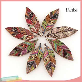 Lk--กระดุมไม้ รูปใบไม้ 2 รู สําหรับตกแต่งสมุดภาพ DIY 50 ชิ้น
