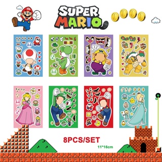 สติกเกอร์ ลายการ์ตูนอนิเมะ Super Mario Series กันน้ํา สําหรับเด็ก จํานวน 8 ชิ้น