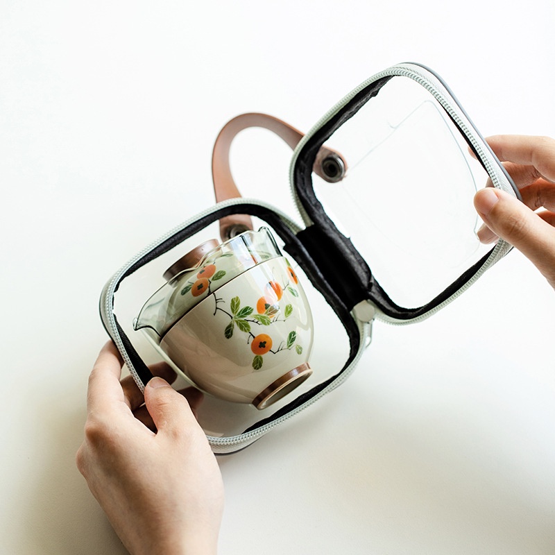 Persimmon ชุดน้ําชากังฟู แบบพกพา สําหรับเดินทาง [A067]