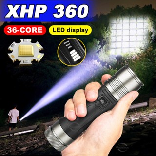 ไฟฉาย XHP360 LED 1500M 18650 สว่างมาก ชาร์จไฟได้ สําหรับตั้งแคมป์