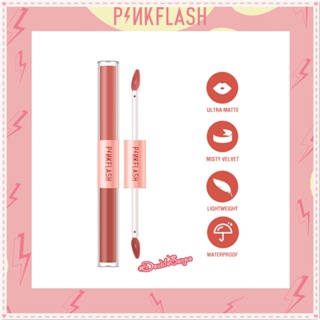 Pinkflash 2 In 1 Dual-head Lip Glaze Matte Velvet Mist Surface Lipsick น้ำหนักเบา เม็ดสีสูง แต่งสีง่าย ติดทนนาน แต่งหน้าทาปาก JOYFEEL