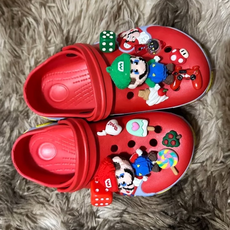 น่ารักคุกกี้ไอศกรีม Jibits croc ชุด Super Mario เกม Jibbits Chain Macaron รองเท้า Charms เกมคอนโซล Jibitz Crocks สําหรับเด็กรองเท้าอุปกรณ์เสริมตกแต่ง