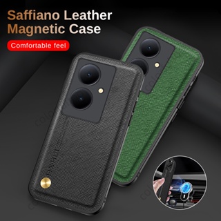 For Vivo Y27 Y 27 Y35+ VivoY27 4G 5G Luxury Cross grain Leather Soft Case Cover Matte Textured Camera Lens Protect Shockproof Casing Back Cover