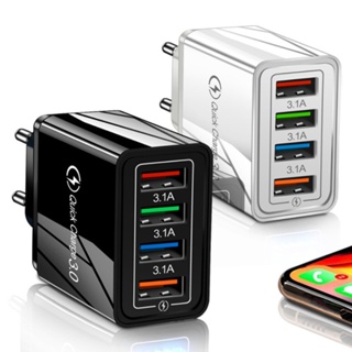 ที่ชาร์จเร็ว 4 พอร์ต QC 3.0 USB / สายชาร์จเร็ว เข้ากันได้กับโทรศัพท์ Android Smart Mobile ios สากล