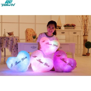 Rctown หมอนตุ๊กตายัดไส้ มีไฟ LED เรืองแสง หมุนได้ 7 สี 36*30 ซม.