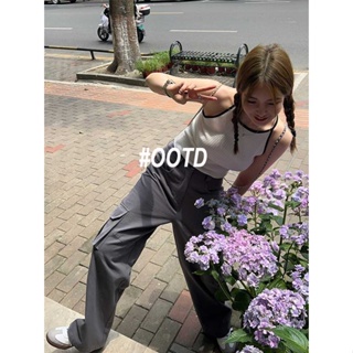  OOTD SHOP กางเกงขายาว คาร์โก้ กางเกง ผู้หญิงแฟชั่นเกาหลี   สวย สบาย ทันสมัย Korean Style A20M06G 36Z230909