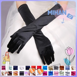 ☼Mihan☼ ถุงมือยาว สีดํา สีขาว สีทอง สําหรับเจ้าสาว งานพรอม ปาร์ตี้ งานพรอม