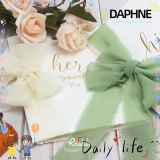 Daphne ริบบิ้นผ้าชีฟอง สีเขียวงาช้าง สีชมพู 1.5 นิ้ว x 33 หลา 6 ม้วน