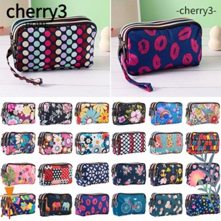 Cherry3 กระเป๋าสตางค์ กระเป๋าคลัทช์ กระเป๋าใส่เหรียญ ขนาดเล็ก ลายดอกไม้ สําหรับผู้หญิง