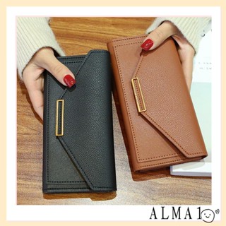 Alma กระเป๋าสตางค์ ใบยาว หนัง PU ทรงคลัทช์ สําหรับผู้หญิง
