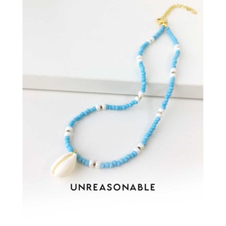 สร้อยคอลูกปัด จี้เปลือกหอย สีฟ้า Unreasonable Accessories UA0767-01