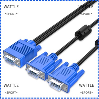 Wattle VGA สายเคเบิลแยกหน้าจอแล็ปท็อป HDTV 1 ตัวผู้ เป็น 2 ตัวผู้