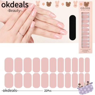 OKDEALS เล็บปลอม แบบเต็มรูปแบบ กดบนเล็บ สําหรับผู้หญิง 22 ชิ้น