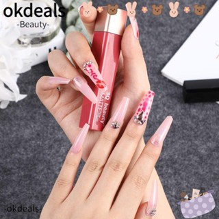 OKDEALS เล็บปลอม แบบกด ถอดออกได้ DIY รูปหัวใจ พลัม ริมฝีปากสีแดง