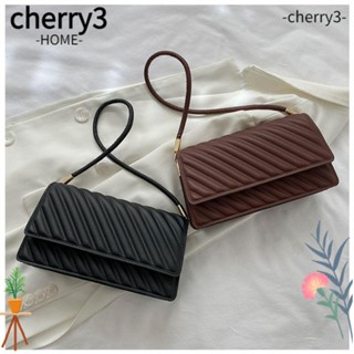 Cherry3 กระเป๋าสะพายไหล่ กระเป๋าถือ หนัง PU ความจุขนาดใหญ่ สีพื้น สไตล์ฝรั่งเศส สําหรับเด็กผู้หญิง