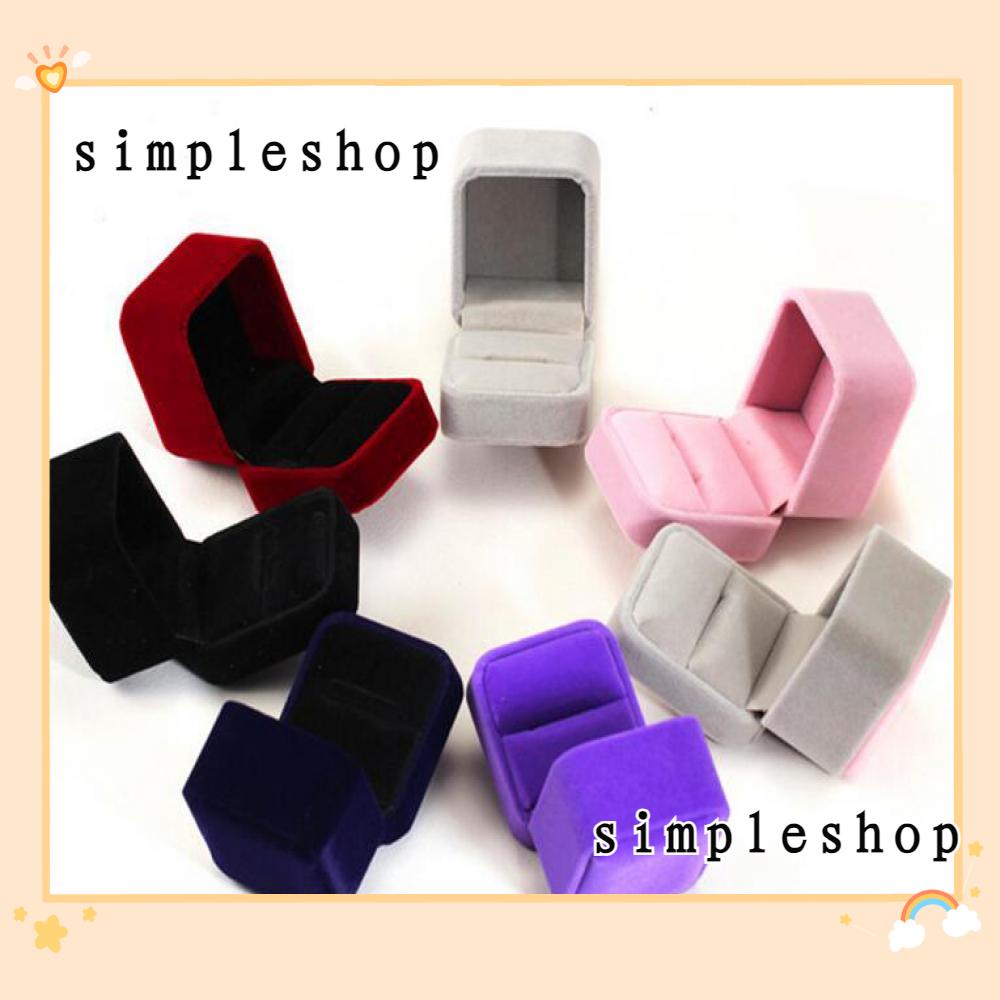 ❀SIMPLE❀ Organizer Ring Earrings Display Box Engagement Storage Pendant Jewelry Case Velvet/Multicolor