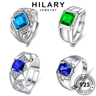 HILARY JEWELRY ผู้ชาย เครื่องประดับ แหวน Silver 925 ไพลินมรกต เกาหลี แท้ เงิน ต้นฉบับ เรียบง่าย แฟชั่น เครื่องประดับ M089