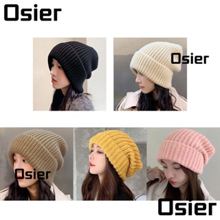 Osier1 หมวกบีนนี่ลําลอง ผ้าถัก สีพื้น น่ารัก สําหรับผู้หญิง 5 สี