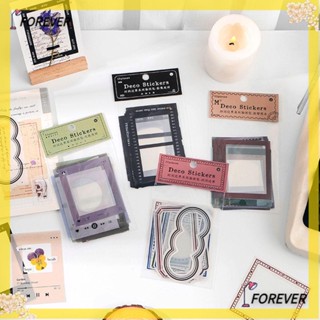 FOREVER 15pcs Crafts Decorative Sticker Diary Scrapbooking Stickers Frame Background DIY Photo Album Journal Stationery PET