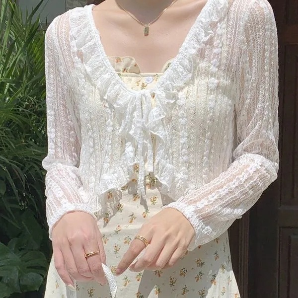 เสื้อคาร์ดิแกนแขนยาว ผ้าคลุมไหล่ ผ้าถัก แบบบาง ป้องกันรังสียูวี แต่งรูกลวง หรูหรา แฟชั่นฤดูร้อน สําหรับผู้หญิง
