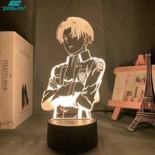 Rctown โคมไฟตั้งโต๊ะอะคริลิค Led ลาย Attack on Titan Eren Jaeger Mikasa levi ackerman 3D USB สําหรับบ้าน ออฟฟิศ